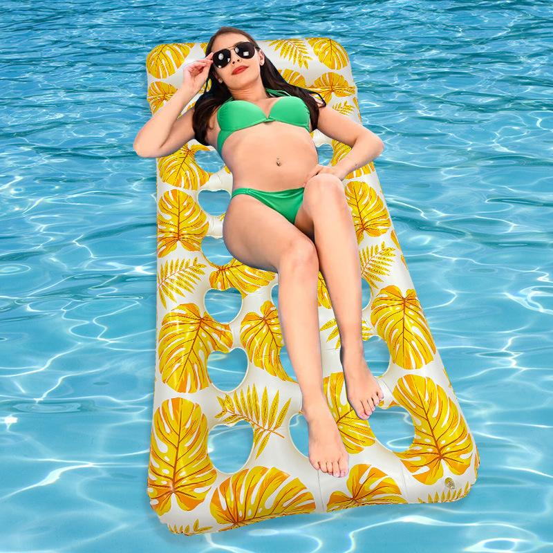 New Inflatable Floating Row Outdoor Foldable Backrest Clip Net Floating Bed Water Inflatable Supplies Deck Chair Floating Bed