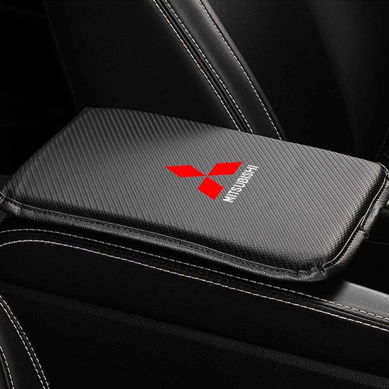 Car Armrest Box Mats Leather Center Console Covers Interior Accessories For Mitsubishi Pajero Outlander XL Montero Lancer Triton L200 Galant