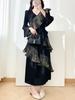 Elegant Plus Size Pleated Ruffle Lace-Up Dress