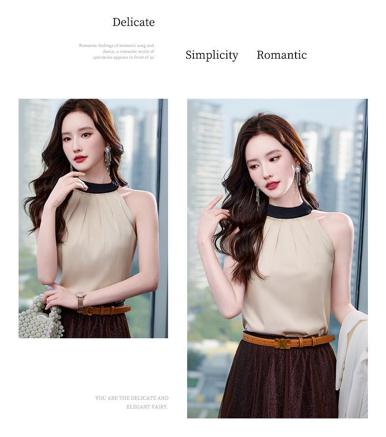 Women's Off-Shoulder Halter Top – Imitation Silk, Summer Style, Strappy Sleeveless Design, Elegant Niche Outerwear.
