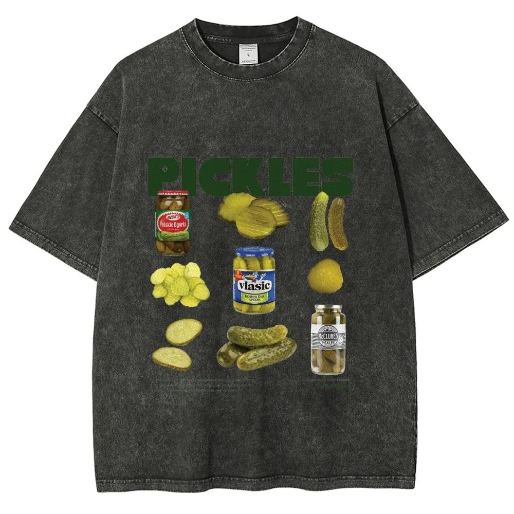 Neutral Summer Retro Washed T-shirt Cartoon Printed Short Sleeved Retro T-shirt Fashionable Round Neck T-shirt