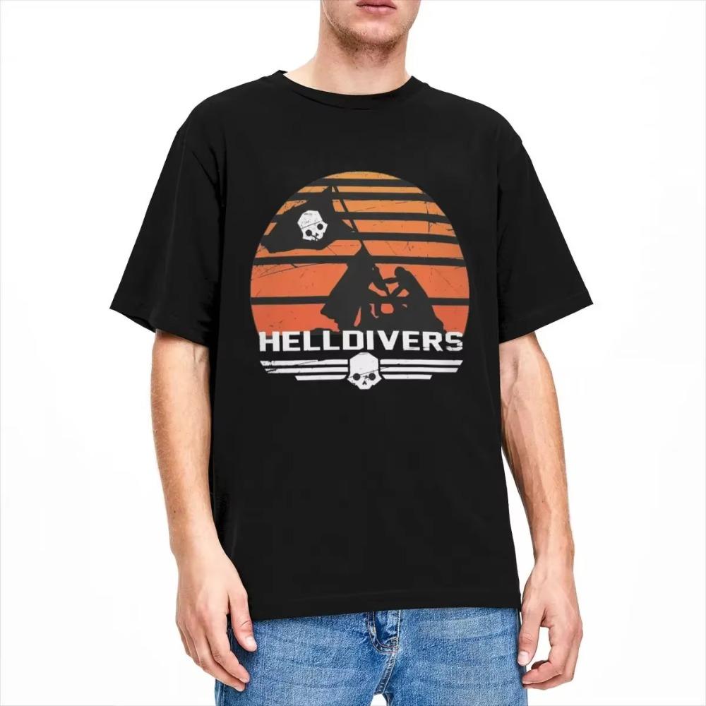 Men Women's Helldivers 2 Plant The Flag Shirt Apparel Video Game Cotton T-shirt Clothing Funny Tee Shirt All Seasons