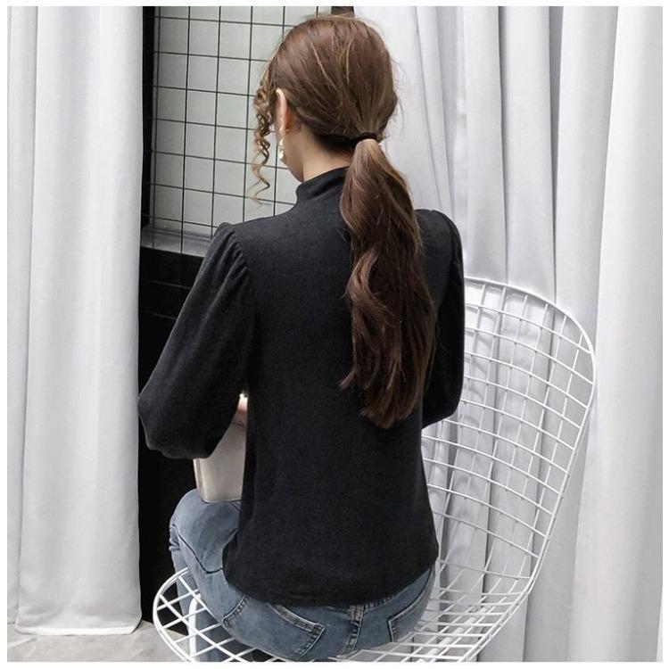 Velvet Bottoming Shirt Women's Spring Autumn Winter New Long Sleeve Solid Color Half High Neck T-shirt