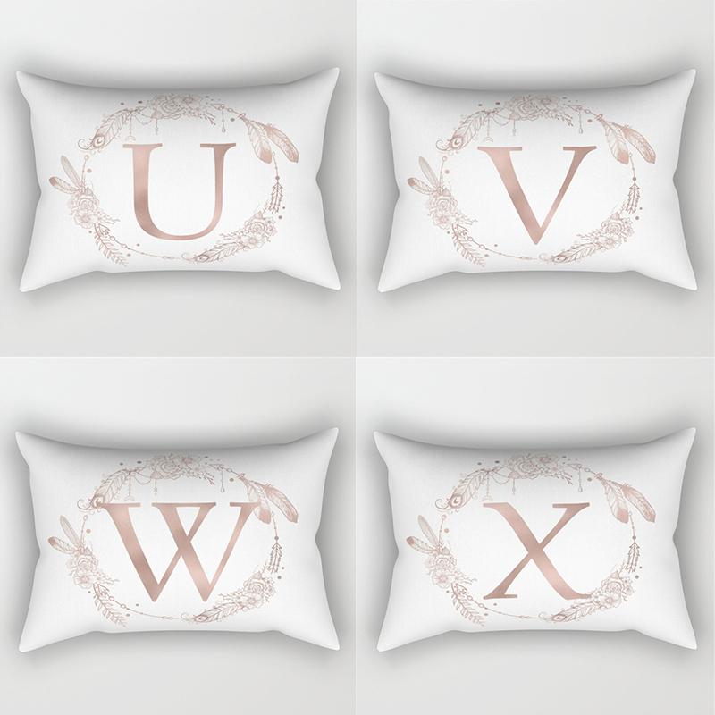 30x50cm English Alphabet A-Z Letter Print Pillowcase Custom Polyester Short PLush Line Sofa Room Home Decoration Cushion Cover