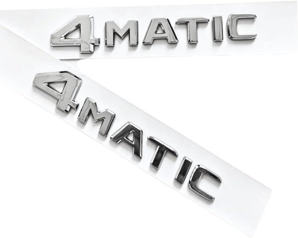 2pcs 3D CAR STYLING ABS Letter 4MATIC Logo Emblem Decal for Car Side Fender Rear Trunk Emblem Badge Chrome Decal Sticker