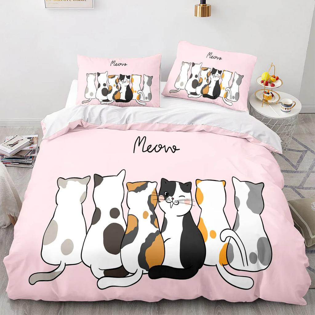 Cartoon Animal Cat Duvet Cover 3D Large Print Double Size Quilt Cover Bedding Set Single Set