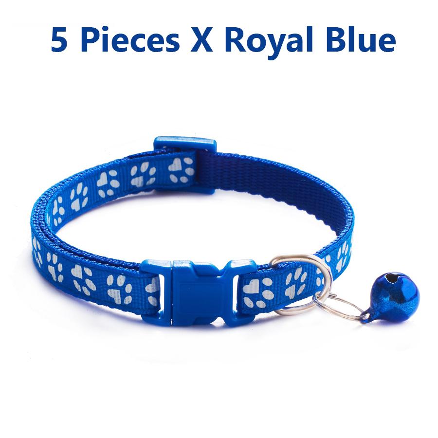 1/5Pcs Adjustable Footprint Pet Collar with Bell, Cute Soft Neck Collar for Puppy Small Dog Kitten Cat Daily Wear