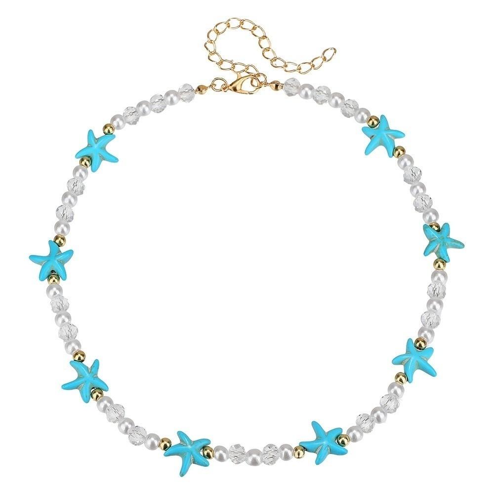 Sea Series Starfish Necklace Ornaments Beach Beaded Necklace Fashion Bohemian Style Necklace  Women