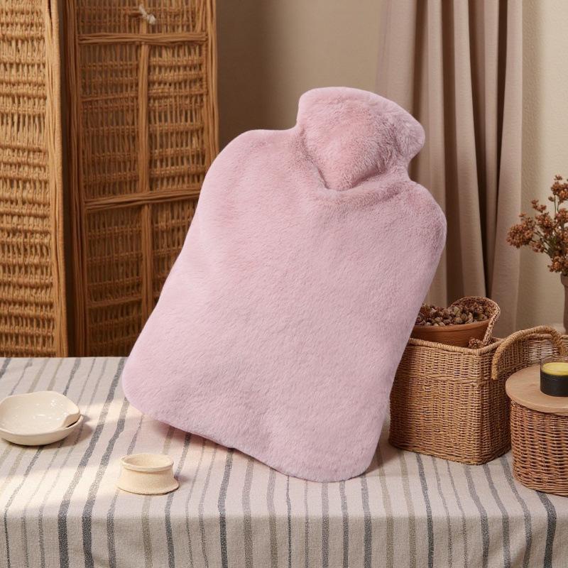Thickened Portable Hot Water Bottle with Imitation Rabbit Fur