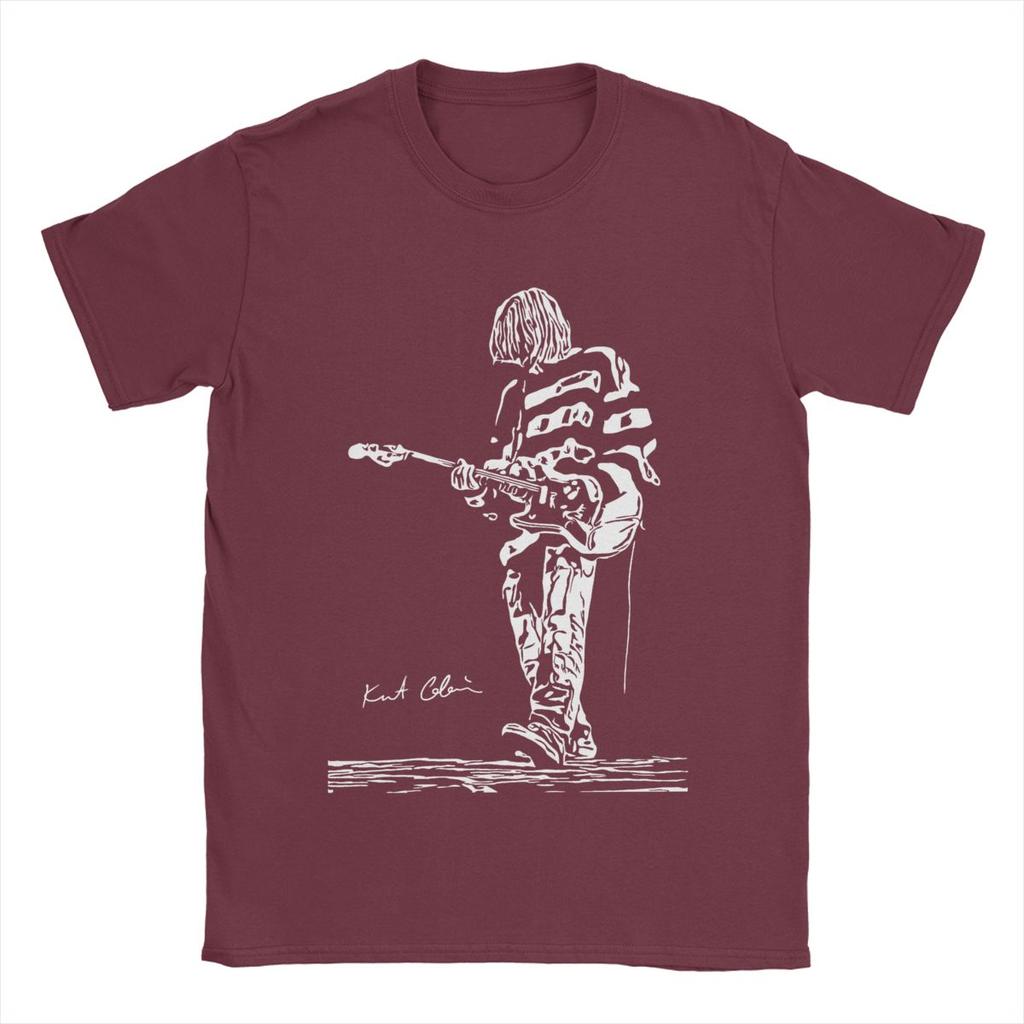 Kurt Cobain Guitar Men's T Shirts Cool Tee Shirt Short Sleeve Crewneck T-Shirt 100% Cotton Classic Clothing