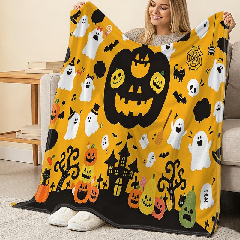 Halloween & Christmas Themed Flannel Fleece Blanket Soft, Warm & Dense Fleece, Cozy for Home Relax, Festive Vibe