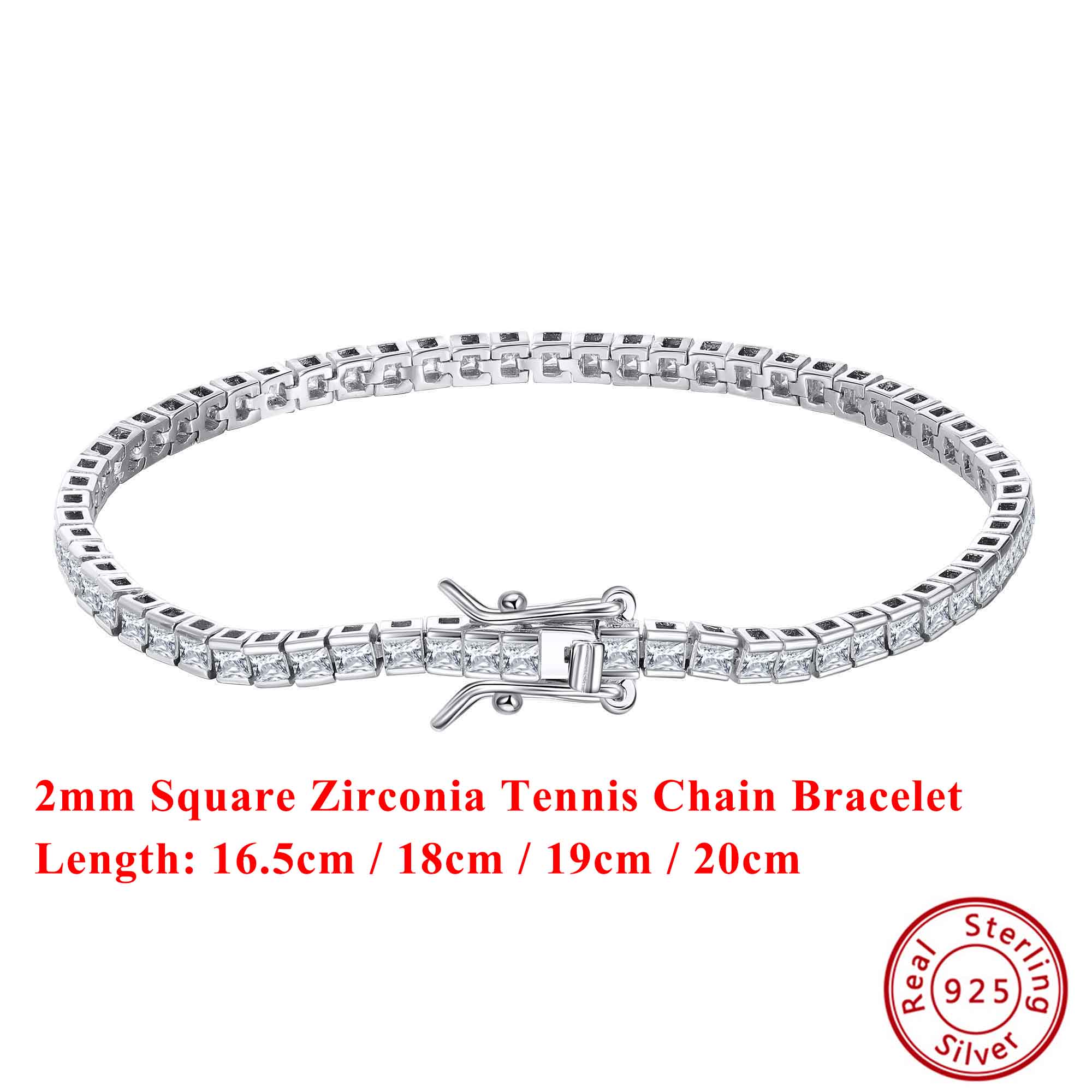 EFFIE QUEEN CZ Classic Tennis Bracelet for Women 925 Sterling Silver 2MM Width Tennis Bangle Bracelet Wedding Jewelry Gift SB144 16.5cm серебряный