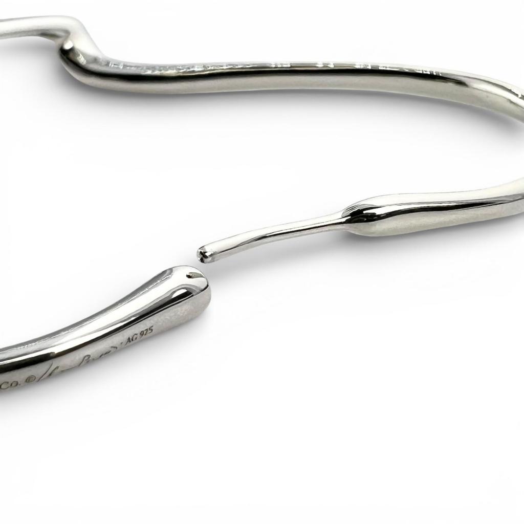 Excellent TIFFANY&Co. Pierce Elsa Peretti Open Heart Hoop Silver AG925 Women Used