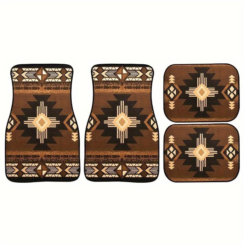 Boho-Chic 4pcs Car Floor Mats Set - Fit for Sedans, SUVs & Vans | Durable Polyester Front & Rear Protection, Car Supplies