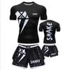MMA Training Set Mens Short Sleeve Shorts Sanda Boxing Muay Thai Combat Sports Gym Workout