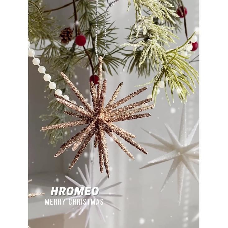Christmas Tree Decoration Hanging Christmas Decoration Champagne Color White Exploding Star Christmas New Year 7