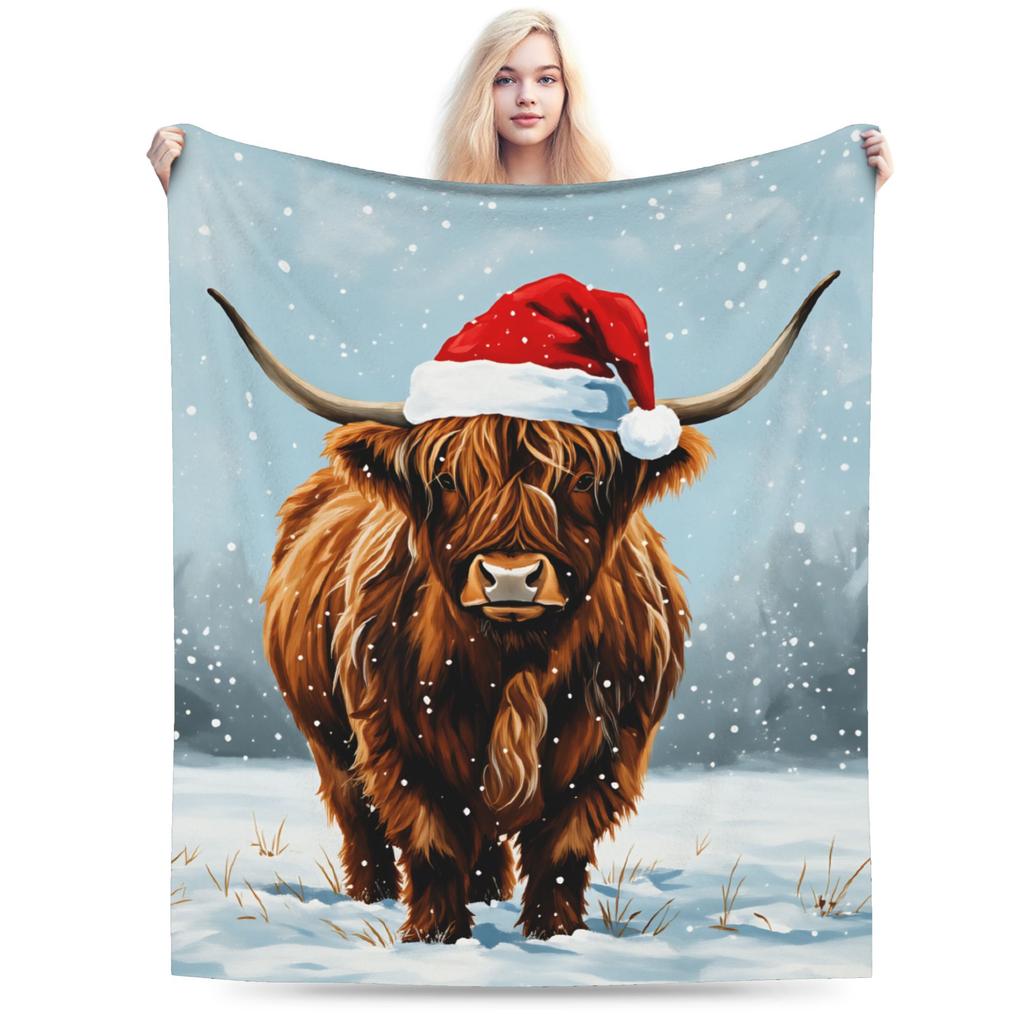 Soft Blanket Girls Boys Decorative Highland Cow Themed Throw Blanket  Flannel Bedspread For Outdoor Funny Sofa Bed Cover