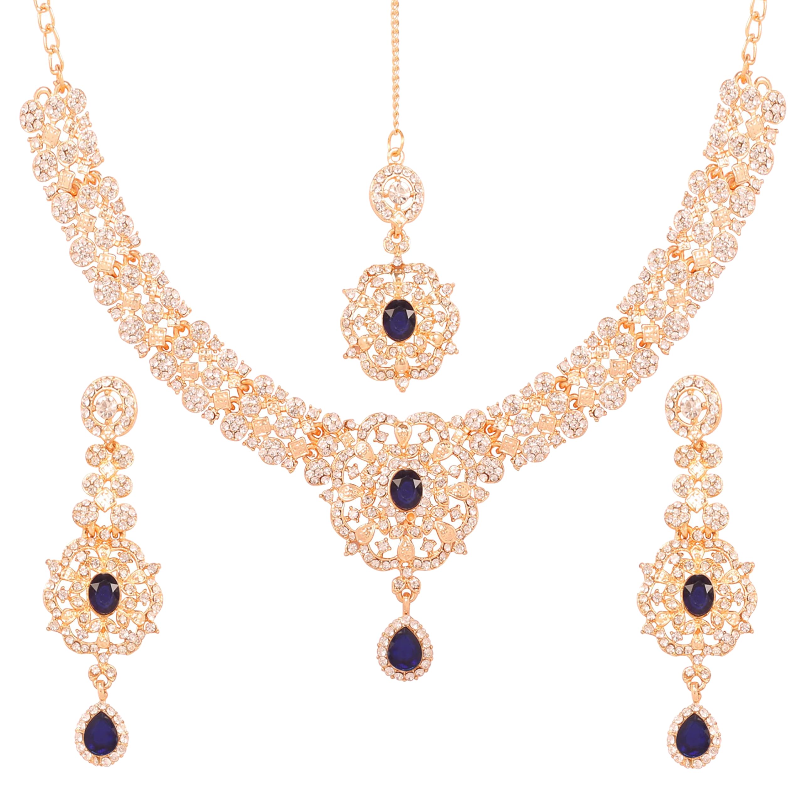 Женский Индийский Набор Украшений Touchstone, Золотой Свадебный Набор Тикка с Ожерельем, Костюм для Гостей, Изысканные Свадебные Украшения, Стразы, Хрусталь, Элегантный Формальный Выпускной