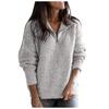 Outono e inverno feminino casual solto cor sólida costura de manga comprida gola meia zíper pulôver camisola de malha topo