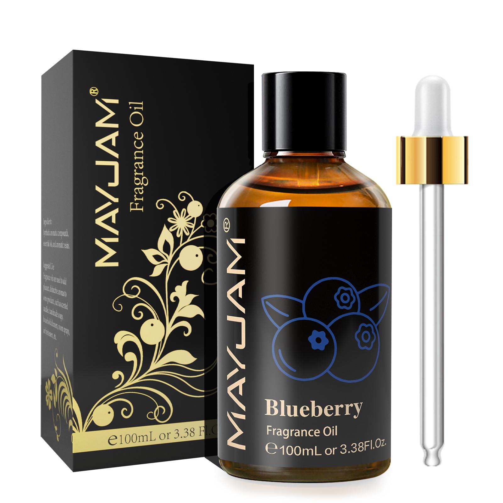 

MAYJAM 100ML/3.38FL.OZ Ароматні олії, Ефірні олії вишні, манго, кокоса та ванілі для ароматерапії Дифузори Спа Йога Мило Виготовлення свічок Blueberry