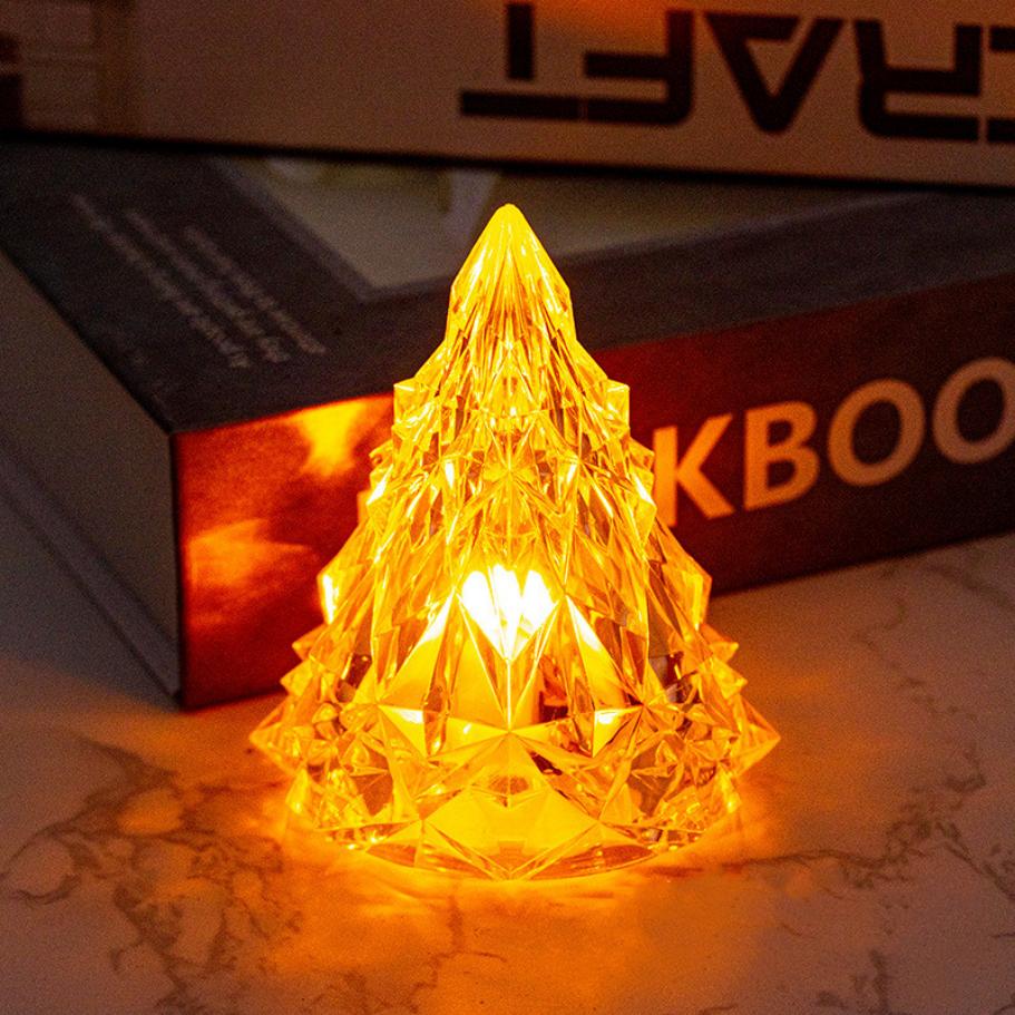 Crystal Mini Christmas Light LED Christmas Night Lamp Home Table Decor Christmas Tree Decoration Kids Friend Gift New Year