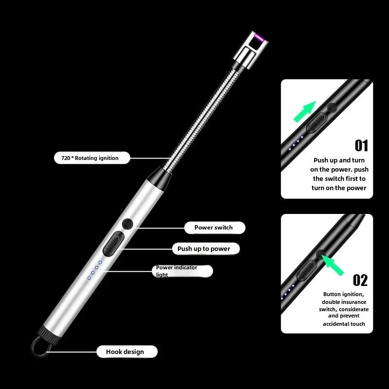 Creative Electric Solitary Electronic Pulse Ignition Household Kitchen Artifact Outdoor Windproof Long Range Charging Lighter