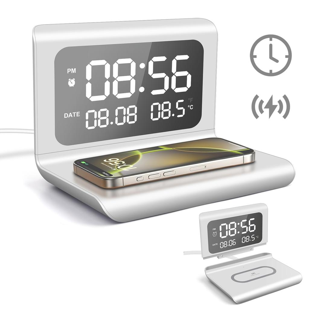 3 In 1 Wireless Charging Station Creative Charging Stand with Clock and Calendar for iPhone 16 15 14 Pro Max Plus