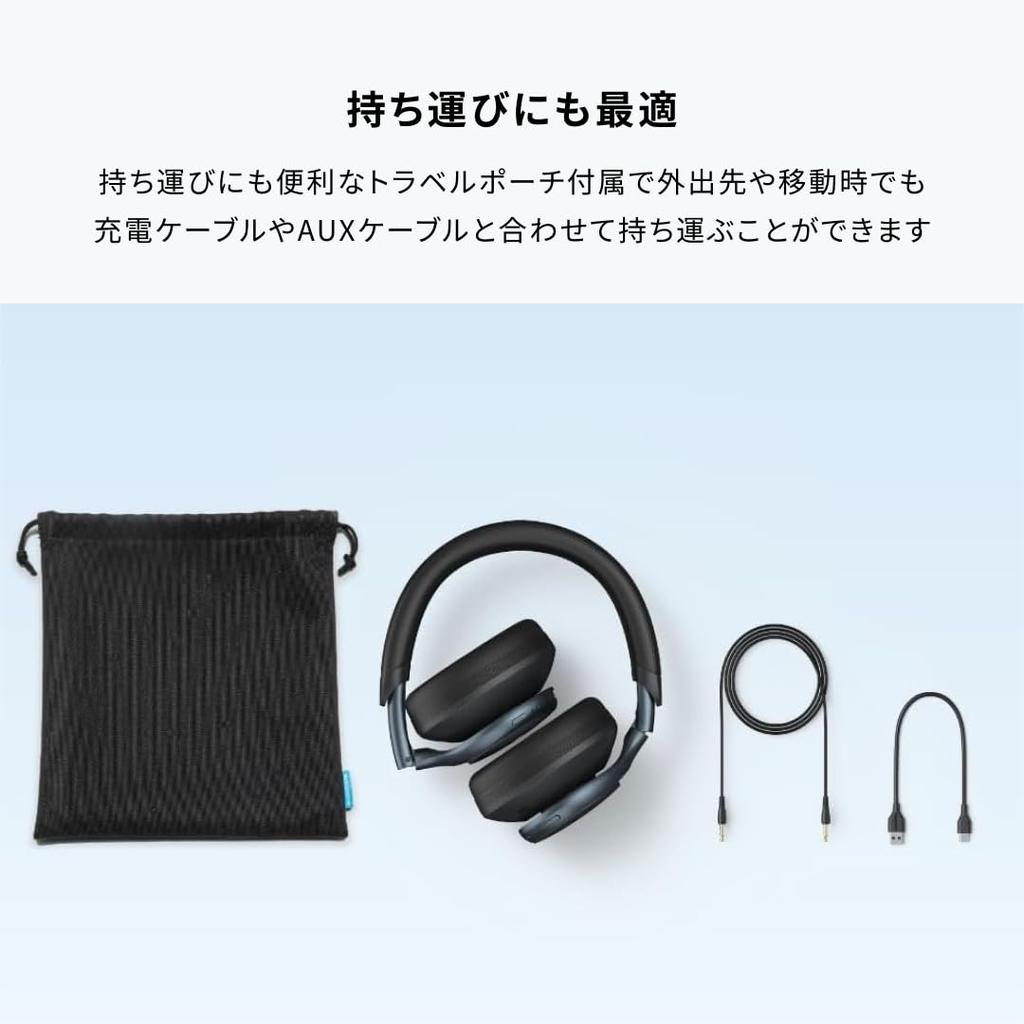 Anker Soundcore Space One Wireless Noise Cancelling Up To 55 Hours Music Playback Audio Compatible Multipoint Support Ambient Sound Mode Blue