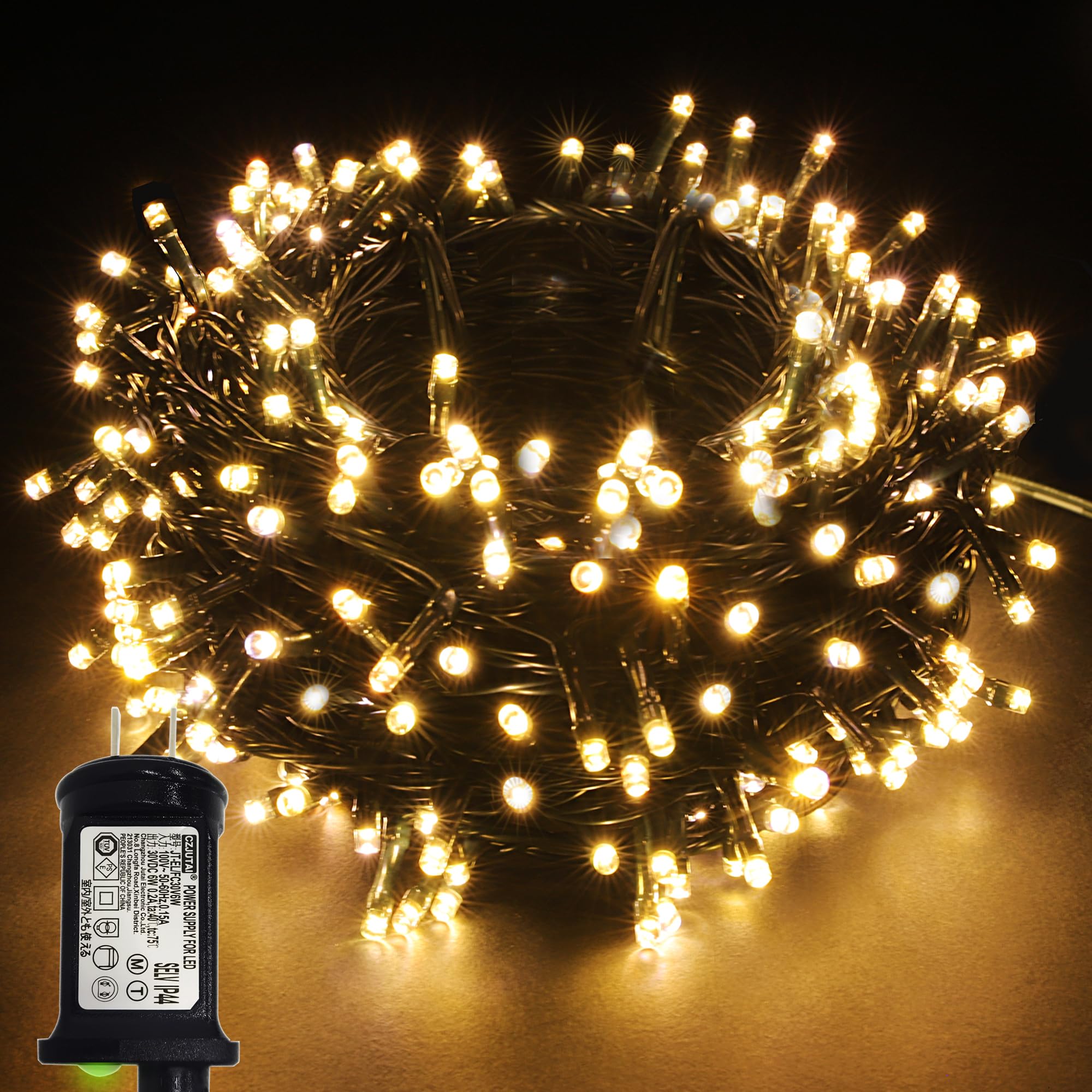 

Dark Green Cable LED String Lights with Timing 12 Light and Transformer for and Weddings 300 Function, Effects, Low-Voltage Christmas, Parties, (Warm