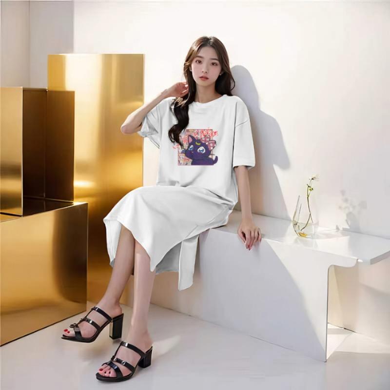 Vestido Largo de Verano para Mujer, Holgado, Estilo Lazy Wind, con Abertura por Encima de la Rodilla