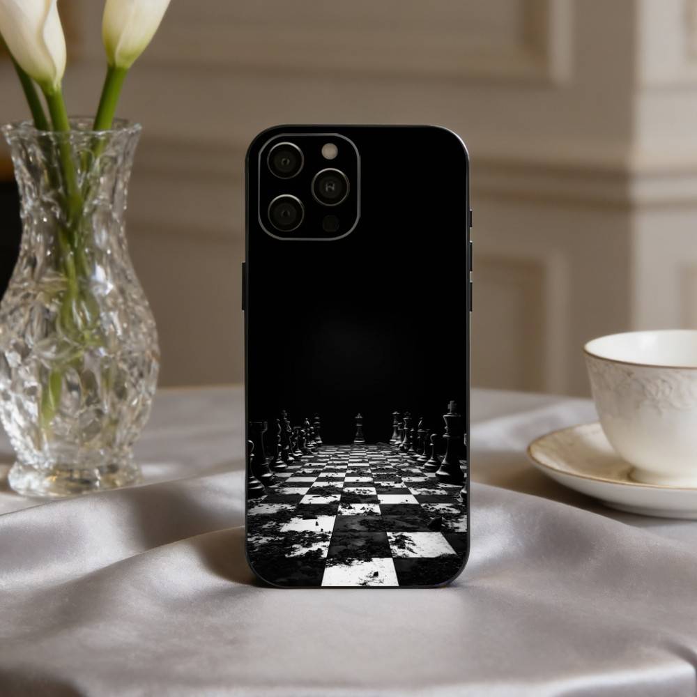 Cool C-Chess A-Art Phone Case For iPhone 17,16,15,14,13,12,11 Plus,Pro Max,XS,Soft Silicone Black Cover