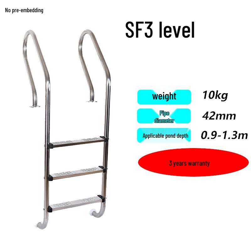 304 Stainless Steel Swimming Pool Ladder with Thickened Handrail and Pedal