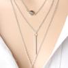 Minimalistisches 3-reihiges Halsketten-Set mit Punkt- und Stäbchen-Anhänger