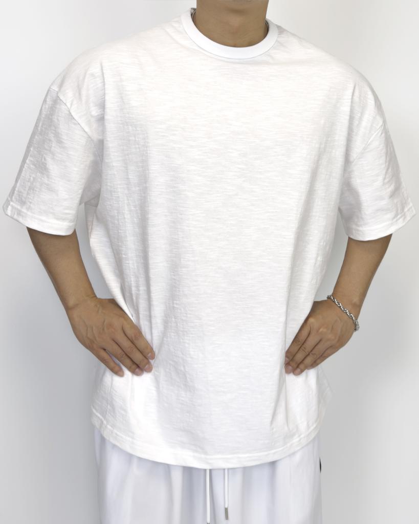 Pasiensia Plain Oversized Slub Short Sleeve White