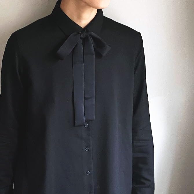 [D+Arts] Ribbon Tie for Men and Women, Bow Tie, Blouse Style, Solid Color, 3cm Wide, Hand-Tie Type, Made In Japan (Black)