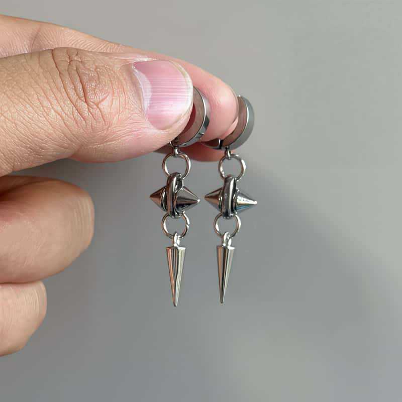 Stainless Steel Rivet Cone Bullet Earrings - Creative Non-Mainstream Design