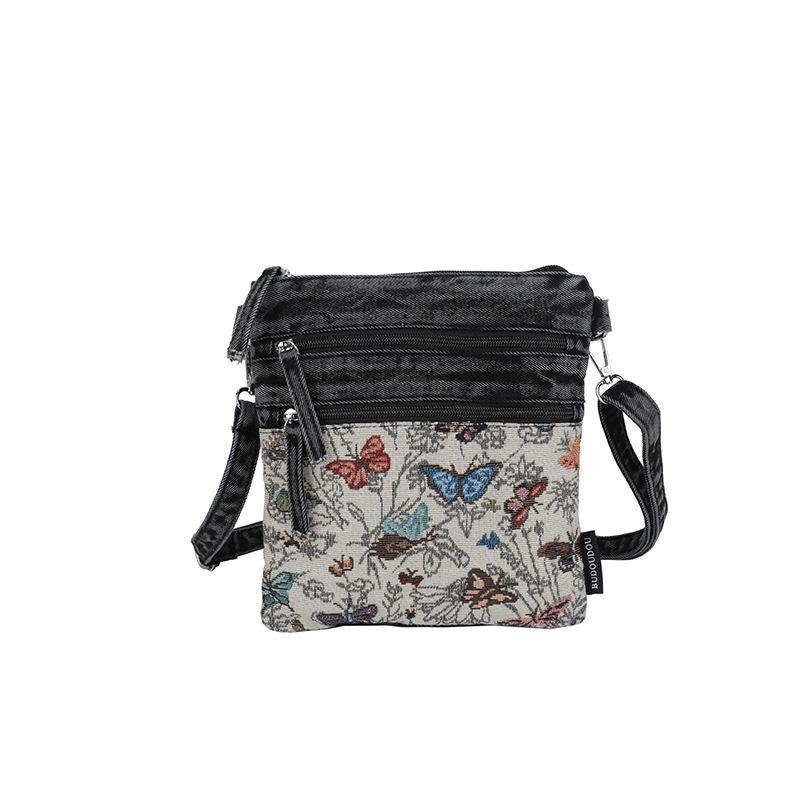 Vintage Butterfly Printing Denim Bag Crossbody Bag