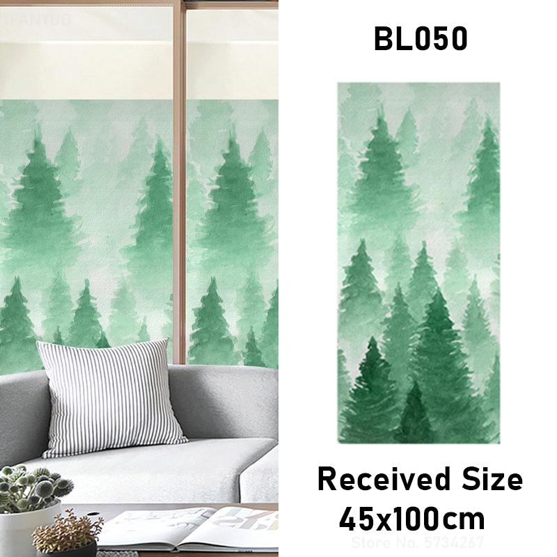 Matte Tropical Plants Flower Animal Window Glass Electrostatic Stickers Decorative Privacy Protection Film Glue Free Removable