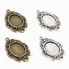 20pcs 10x14mm Inner Size Antique Silver Plated Bronze Classic Flower Style Cameo Cabochon Base Setting Pendant Necklace Findings
