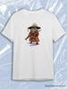 TeeSensation White Crew Neck Short Sleeve T-Shirt with Samurai Frog Anime Character