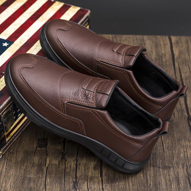 

Повседневная кожаная обувь для среднего и пожилого возраста, лоферы, деловая обувь для ходьбы для среднего возраста, кроссовки для пап, модная и простая кожаная обувь 45 темно-коричневого