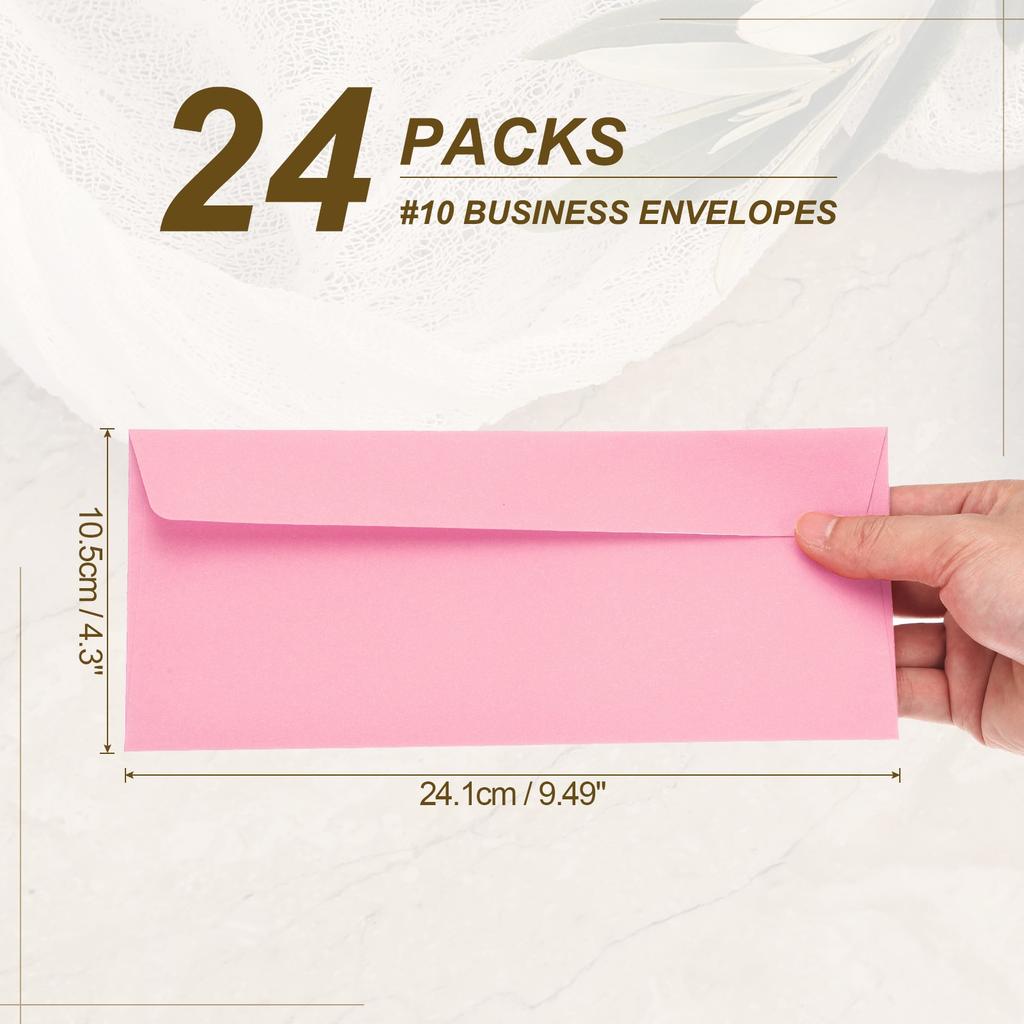 24Pcs 24.1cmx10.5cm Colored Self Seal Letter Size Paper Envelopes #10 Business Envelopes for Business Mailing Wedding Invitation