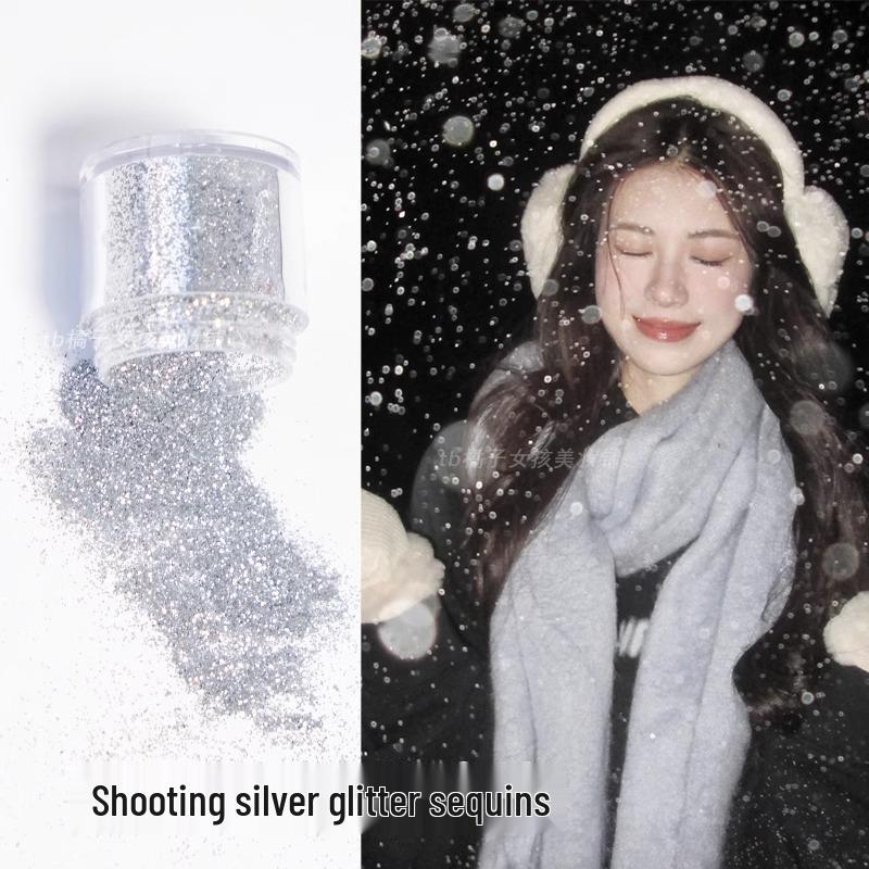 Festliche Glitzer Schneeszene Foto-Requisiten mit silbernem Glitzer