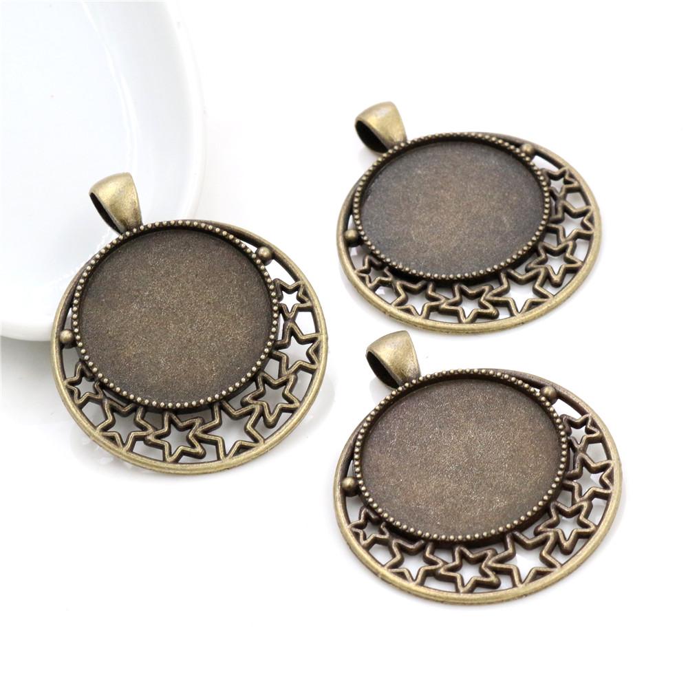 

High Quality 5pcs 25mm Inner Size 6 Colors plated Cameo Base Setting Stars Style Pendant