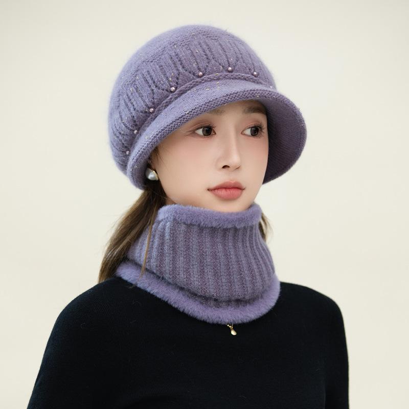 Autumn and Winter Hats for Women  Fashionable and Versatile Plush Hat Outdoor Casual Cold Proof Wool Hat Can Scarf Warm Suit