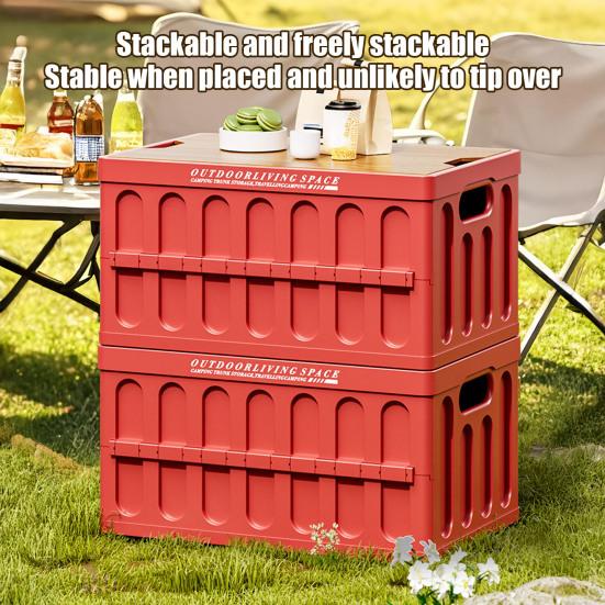 Kapaklı Katlanabilir Saklama Kutusu Katlanabilir İstiflenebilir Saklama Kutusu Çok Amaçlı Kasa Kamp Piknik Araba Ev Kullanımı İçin Dış Mekan Sehpa