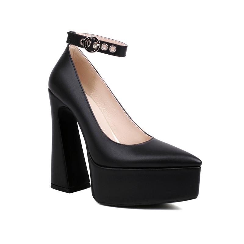 

Женские туфли-лодочки на высоком каблуке, сексуальный европейский и американский стиль, весна-лето, новые водонепроницаемые туфли на толстом каблуке, большого размера, с низким верхом 43