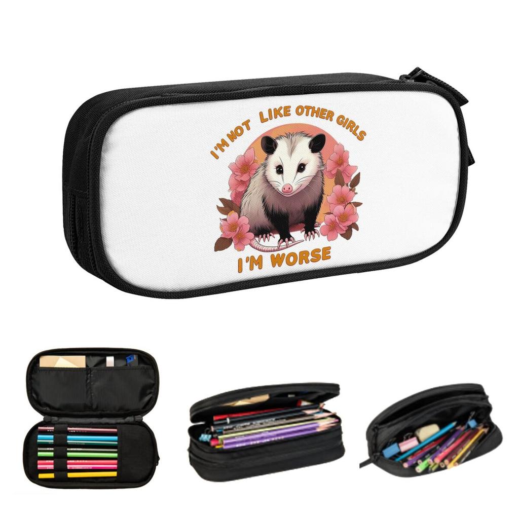 I'm Not Like Other Girls, I'm Worse Possum Pencil Cases for Student School Pen Box Pencil Bag Large Capacity Pencil Pouch