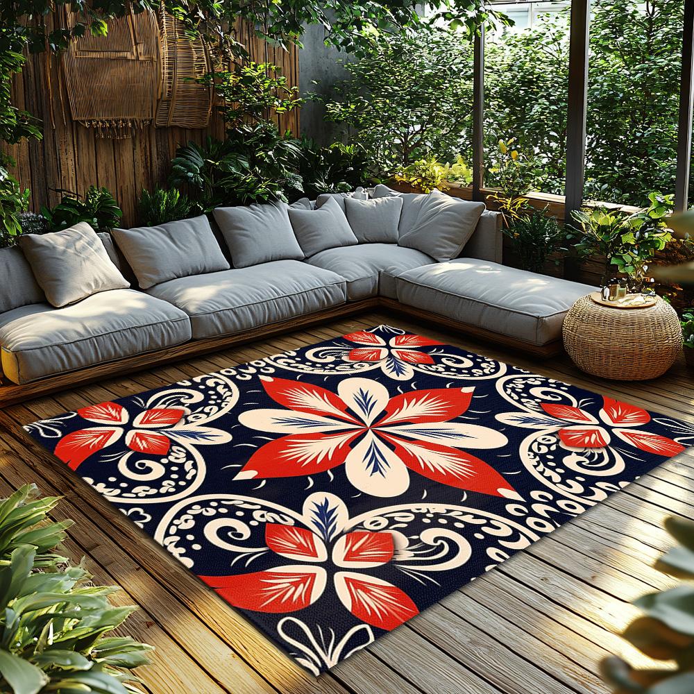 Floral Area Rug Washable Non Slip Indoor Outdoor Mat Home Decor Living Room Bedroom Carpet Modern Abstract Design Home Accent