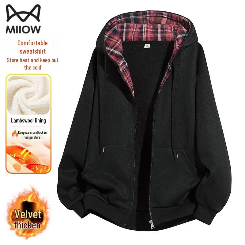 MiiOW Men s Plush Lined Hooded Cardigan Sweatshirt 2XL